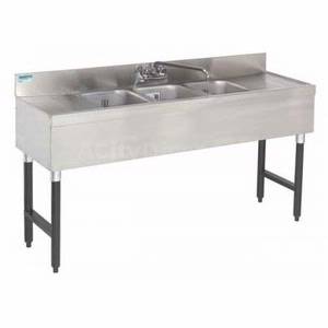 Supreme Metal SLB-33C Slimline 3 Compartment Under Bar Sink w/ 14x10x10" Bowls