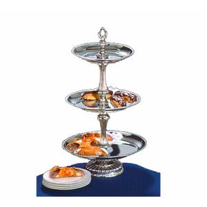 Apex Fountains ATL14-1210-S Atlantis 3 Tier Tray Food Dessert Stand Stainless Silver
