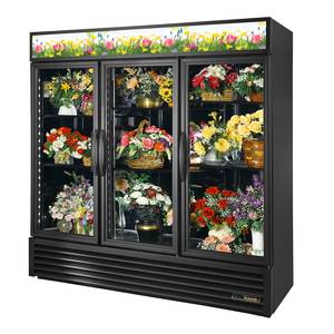 True GDM-69FC-HC-LD 69 Cu.Ft Floral Display Cooler w/ 3 Sliding Glass Doors