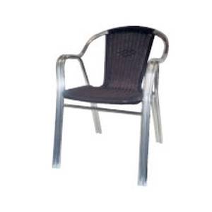 AAA Furniture AL-C/RA BLK Restaurant Outdoor Patio Aluminum Chair w/ Black Rattan