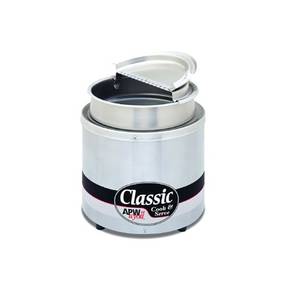 APW Wyott RCW-11SP 11 Qt Round Soup Rethermalizer Warmer w/ Inset, Cover, Ladle