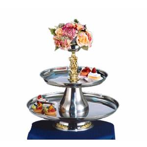 Apex Fountains VIP24-18-G V.I.P. II 2 Tier Round Tray Appetizer Dessert Food Stand