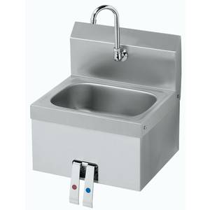 Krowne Metal HS-15 16" Wide Hand Sink w/ Knee Valve & Gooseneck Spout Faucet