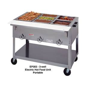 Duke Manufacturing EP303SW Electric Aerohot 3 Compartment Portable Hot Food Steam Table