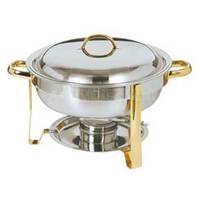 Update International DC-4/GB 1ea Round 4 Quart Gold Accent Chafer Buffet Dish
