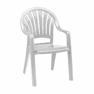 Grosfillex 4ea Pacific Fanback White Outdoor Patio Arm Chair