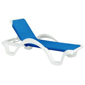 Grosfillex 2ea Catalina Blue Adjust Sling Chaise Lounge White Frame