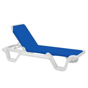 Grosfillex 2ea Marina Patio Adjust Sling Chaise Lounge White Frame