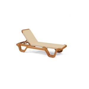 Grosfillex 2ea Marina Khaki Outdoor Adjustable Sling Chaise Lounge
