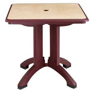 Grosfillex 2ea Pietra 32in Square Folding Patio Table Bordeaux