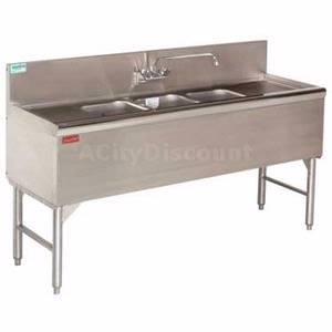Supreme Metal PRB-19-84C Prestige 4 Compartment Stainless Bar Sink Two 24" Dboards