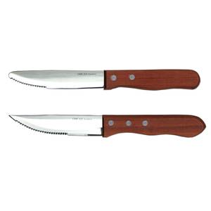  11549 12 Piece Wood Handle, Rounded Tip Steak Knife Set