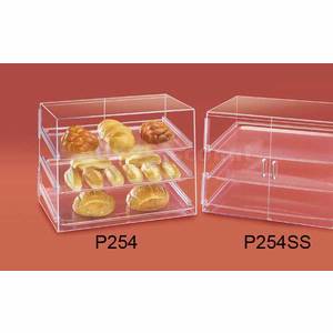 Cal-Mil P254 Acrylic Pastry Display Case 3 Shelf Slant Front w Rear Doors