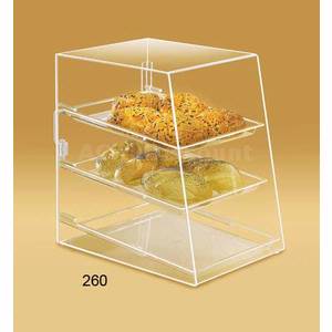 Cal-Mil 260 Acrylic Pastry Display Case Slant Front Rear Door & 3 Shelf