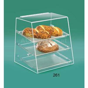 Cal-Mil 261 Acrylic Pastry Display Case Slant Front w Rear Door 3 Shelf