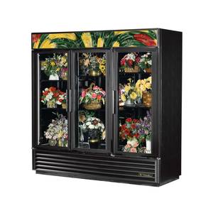 True GDM-72FC-HC~TSL01 72 Cu.Ft Floral Display Cooler 3 Swing Glass Doors