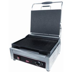 Grindmaster-Cecilware SG1LG Commercial Single Panini Grill 14" x 11" Grooved Surface