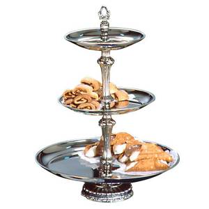 Apex Fountains ATL18-1210-S Atlantis 3 Tiered Appetizer Dessert Stand Polished Stainless