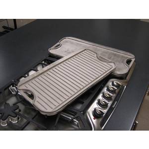 Olvida Cookware 20DBGRIDDLE 20" Nickel Plated Cast Iron Griddle Reverse Smooth & Ribbed