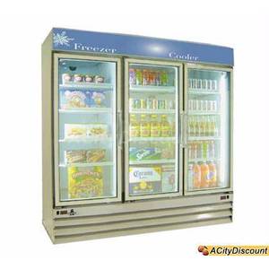 Ascend JGD-61DT Dual Temp 21 CuFt Refrigerator 40CuFt Freezer 3 Glass Doors