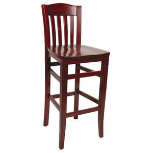 American Tables & Seating 830-BS-SWS Slat Back Bar Stool w/ Beech Frame & Solid Wood Saddle Seat