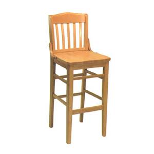 American Tables & Seating 930-BS-SWS Slat Back Bar Stool w/ Beech Frame & Solid Wood Saddle Seat