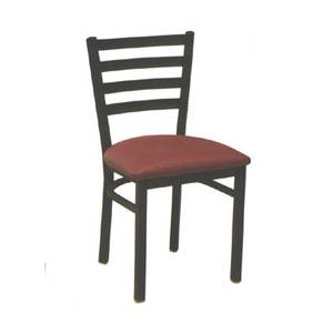 American Tables & Seating 77 Ladder Back Side Chair w/ Metal Frame Black Vinyl Seat