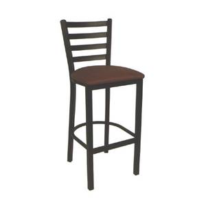 American Tables & Seating 77-BS Ladder Back Bar Stool w/ Metal Frame Black Vinyl Seat