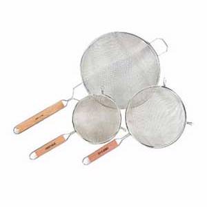 Crestware WHSHD9 12ea 9" Hvy Duty Double Mesh Strainer W/ Reinforced Wood Hdl