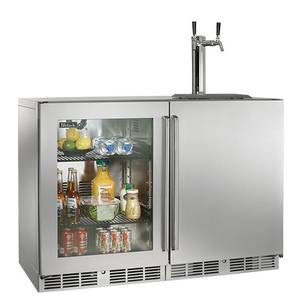 Perlick Residential PR-HP48RT-S-3L-1R1 48" Stainless Beer Dispenser w/ 1 Tap & Glass Door Cooler