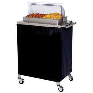 Cadco CBC-2RT Double Buffet Warming Cart W/ 2 Half Stainless Steam Pans