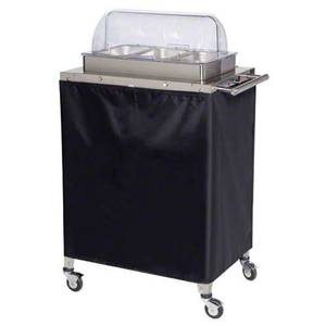 Cadco CBC-3RT Triple Buffet Warming Cart W/ 3 Third Size S/s Steam Pans