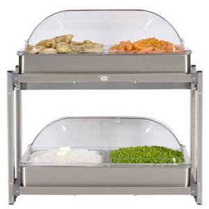 Cadco CMLB-24RT Four Pan Multi Level Warming Cabinet Buffet Server