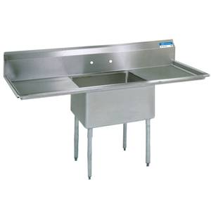 BK Resources BKS-1-18-12-18T Stainless 1 Compartment Sink 18"x18"x12"D w/ 2 Drainboards