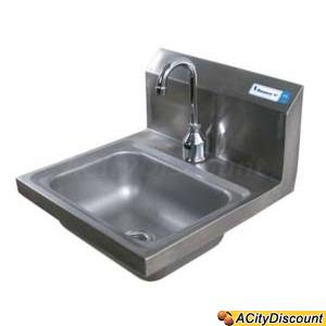 BK Resources BKHS-W-1410-P NSF Stainless Splash Mount Hand Sink 14"x10" Drain & Faucet