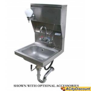 BK Resources BKHS-W-1410-4D-TD-P Splash Mount Stainless Hand Sink w/ Towel Dispenser, Faucet
