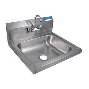 BK Resources BKHS-W-1620 Wide Stainless Wall Mount Hand Sink 16" x 20" Bowl w/ Drain