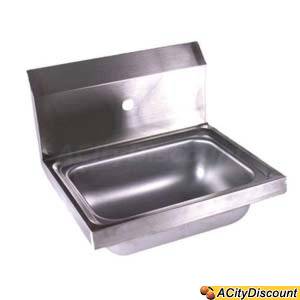 BK Resources BKHS-W-SS-1 Stainless Splash Mount 1 Hole Hand Sink w/ Drain NSF 