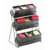 Cal-Mil 1817-96 Midnight Bamboo 13in x 9.5in Black Wire 3-Tier Display Stand 