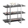 Cal-Mil 1940-96 Midnight Bamboo 28in x 12in Silver Frame 3-Tier Display Stand 
