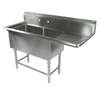 John Boos 2 Compartment 18in x 24in Stainless Steel Pro-Bowl Sink - 2PB18244-1D18R 