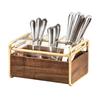 Cal-Mil 3700-46 Mid-Century 9.5in x 6.5in x 5.5"H Walnut Flatware Holder 