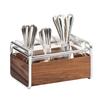 Cal-Mil 3700-49 Mid-Century 9.5in x 6.5in x 5.5"H Walnut Flatware Holder 