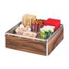 Cal-Mil 3707-49 Mid-Century 12in x 12in x 4.5"H Walnut Condiment Organizer 