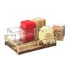 Cal-Mil 3713-46 Mid-Century 13.5in x 8.5in x 5"H Walnut Condiment Organizer 
