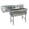 BK Resources 76inx29.5in Two Compartment 16 Gauge Stainless Steel Sink - BKS6-2-24-14-24LS 