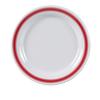 Yanco China HS-106 Houston Red Band/White Melamine 6.5in dia. Plate - 4dz 
