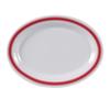 Yanco China HS-212 Houston Red Band/White Melamine 12in x 9in Oval Platter- 1dz 
