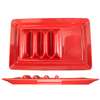 International Tableware, Inc Crimson Red 14-1/8in x 9-1/8in Ceramic Rectangular Taco Plate - TACO-14-R 