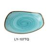 Yanco China Lyon Turquoise Glazed Porcelain 7.25"L Freeform Plate - LY-107TQ 